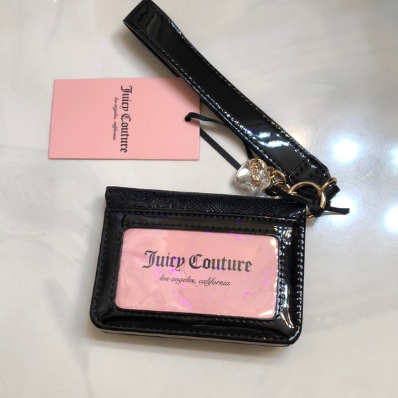 Juicy Couture Liquorice Faux Patent Leather Open Heart Card Case Key Fob NWT - Picture 12 of 16